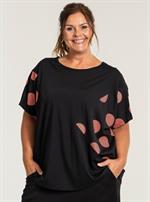 Gozzip Black -  Magga T-shirt, Sort/Koral